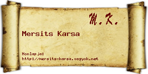 Mersits Karsa névjegykártya